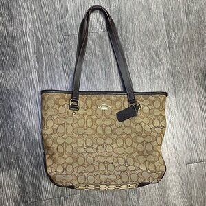Coach Tan and Brown Signature Tote